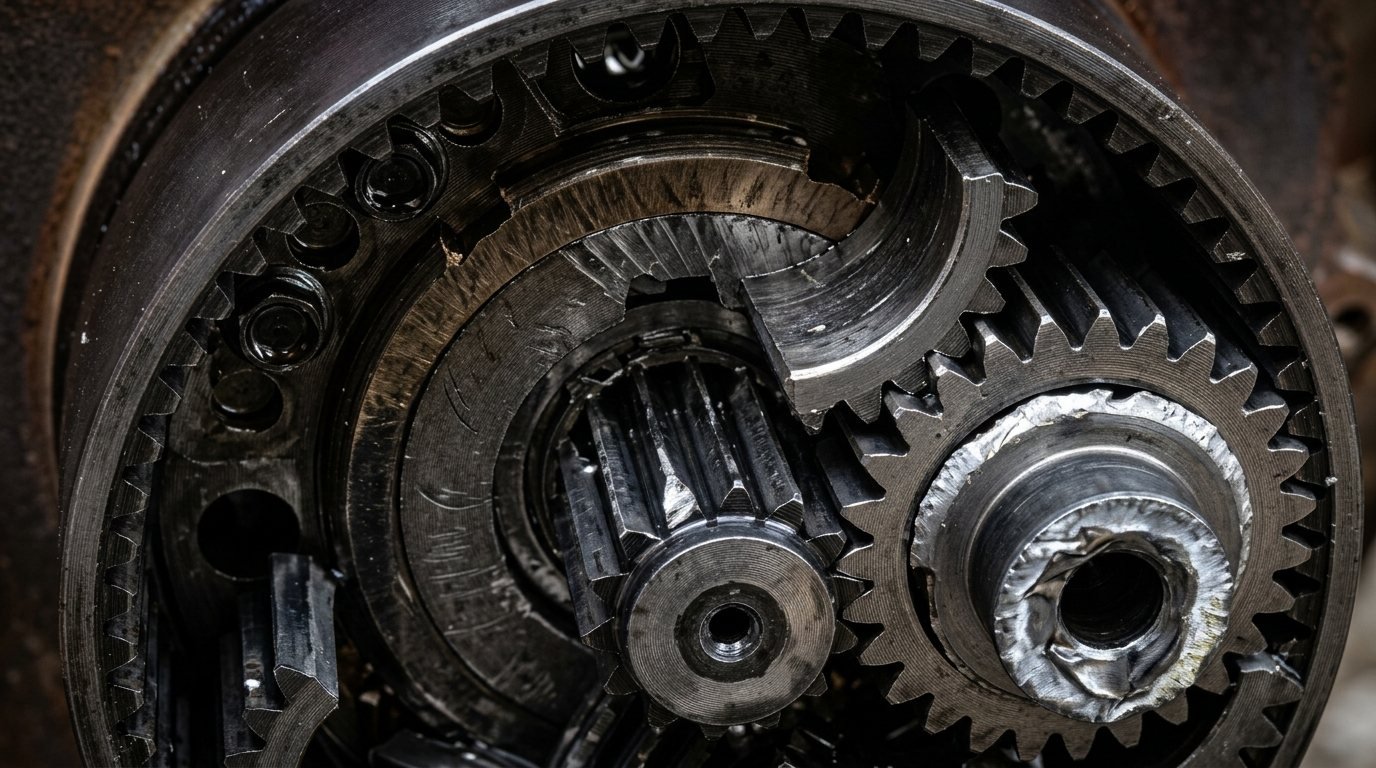 Planetary gear assembly torn down for hydraulic repair