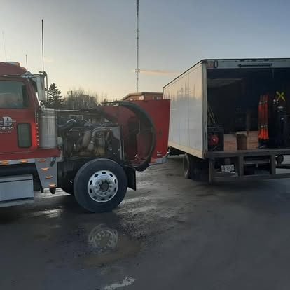Truck and trailer at dusk